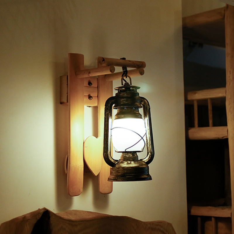 Bamboo art antique wall lamp kerosene lamp horse lamp decoration bedroom stairs bamboo wall bed and breakfast lamps