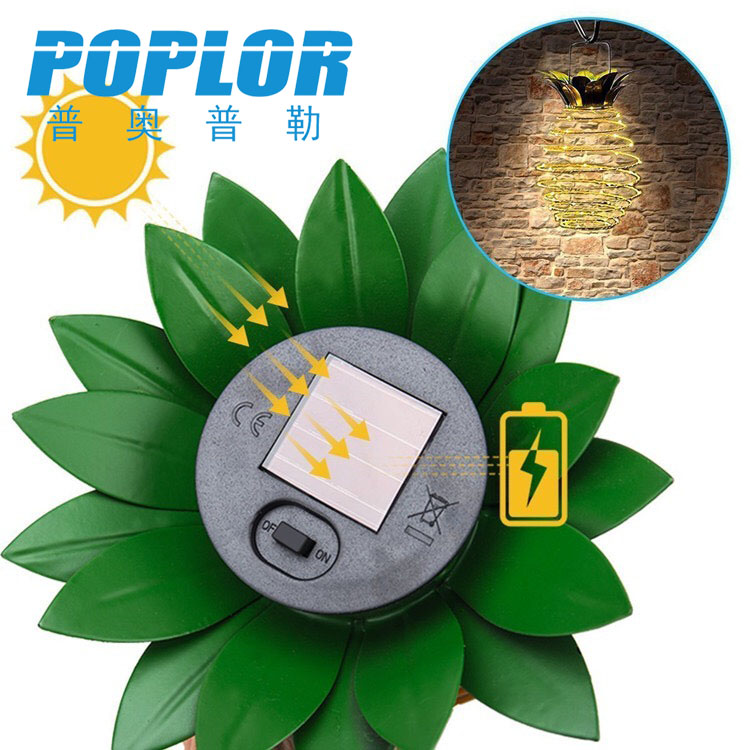 LED solar Pineapple light Iron decorative garden light Outdoor park atmosphere hanging small night light hand light details Picture