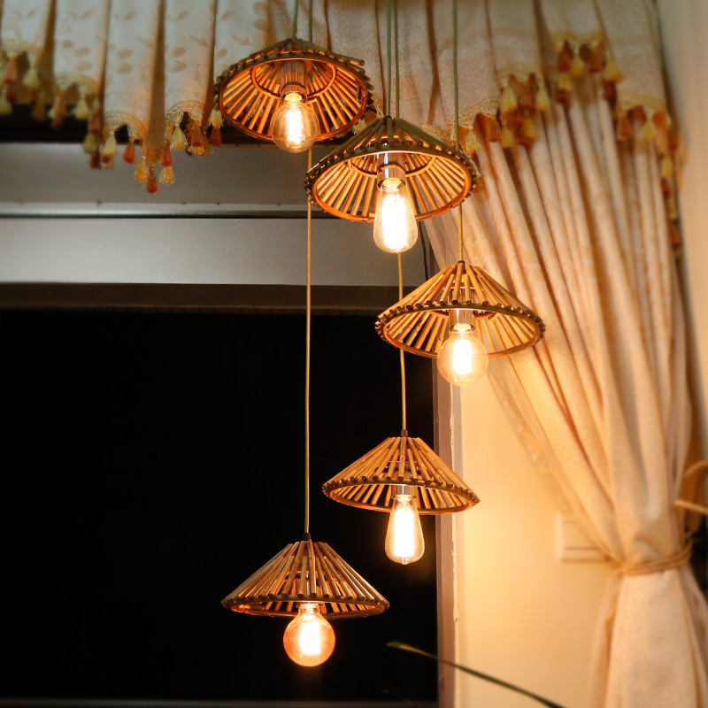 Japanese style simple garden style bamboo lamp restaurant aisle lamp Hotel Guesthouse lamp inn bamboo chandelier