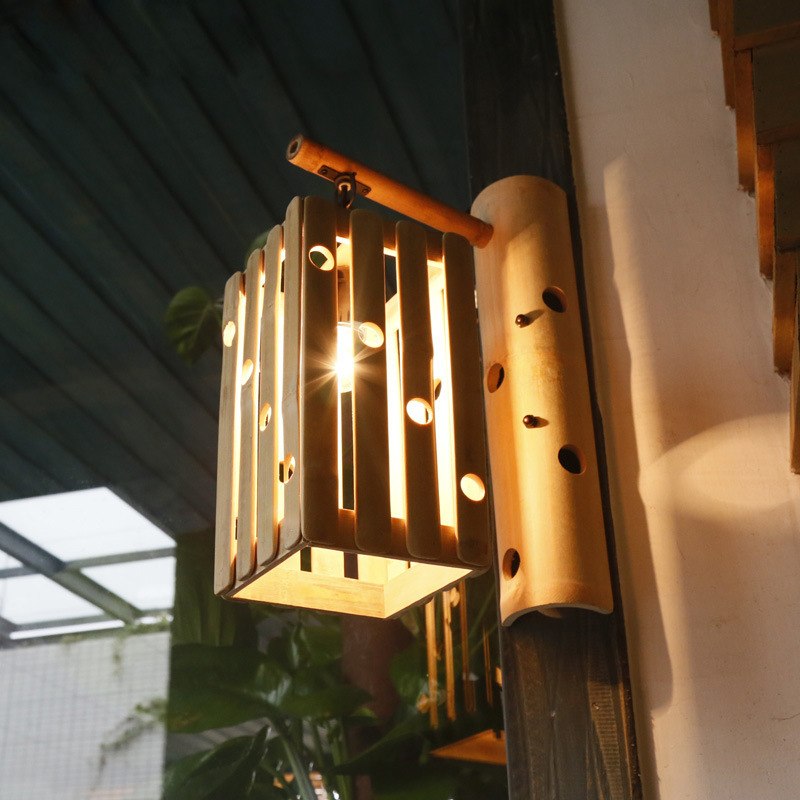 Bamboo wall lamp, garden style, farm style, tea house, farmhouse style, bar lamp, creative Japanese cafe wall lamp