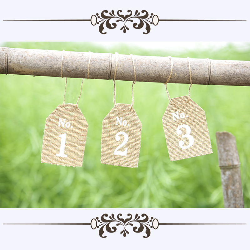 现货供应DIY婚礼派对麻布盾行插卡旗 个性定制盾牌数字 插旗 环保