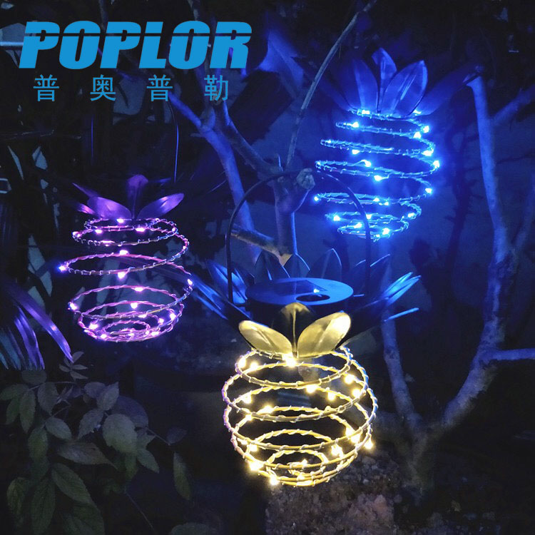 LED solar Pineapple light Iron decorative garden light Outdoor park atmosphere hanging small night light hand light full figure