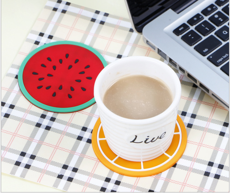 缤纷果冻色水果造型杯垫硅胶杯子垫 创意防滑隔热垫茶杯垫产品图