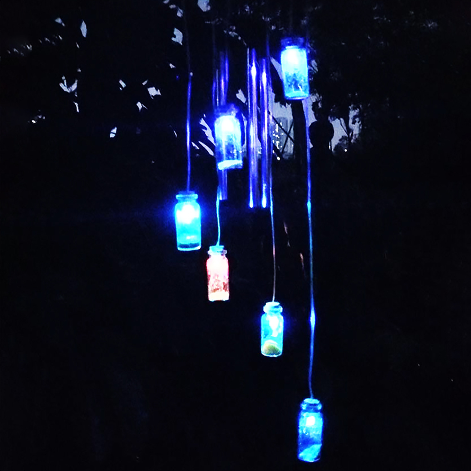 Cross-border hot selling solar chimes colorful flashing wind chimes lights string solar decorative wind chimes lights