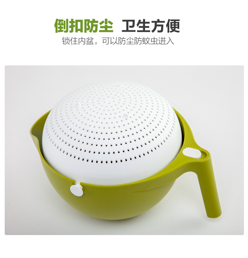 Fruit plate, kitchen storage basket, double-layer flip household vegetable basket, draining basket, fruit washing basket, vegetable basin Specification image