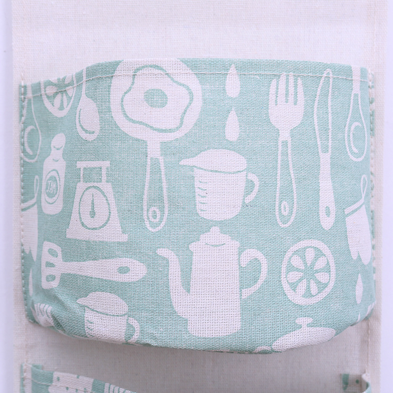 Home Cotton And Linen Waterproof Storage Bag Hanging Storage Bag Storage Bag Fabric Three Pockets Hanging Bag Storage Box Wholesale Application Scenario