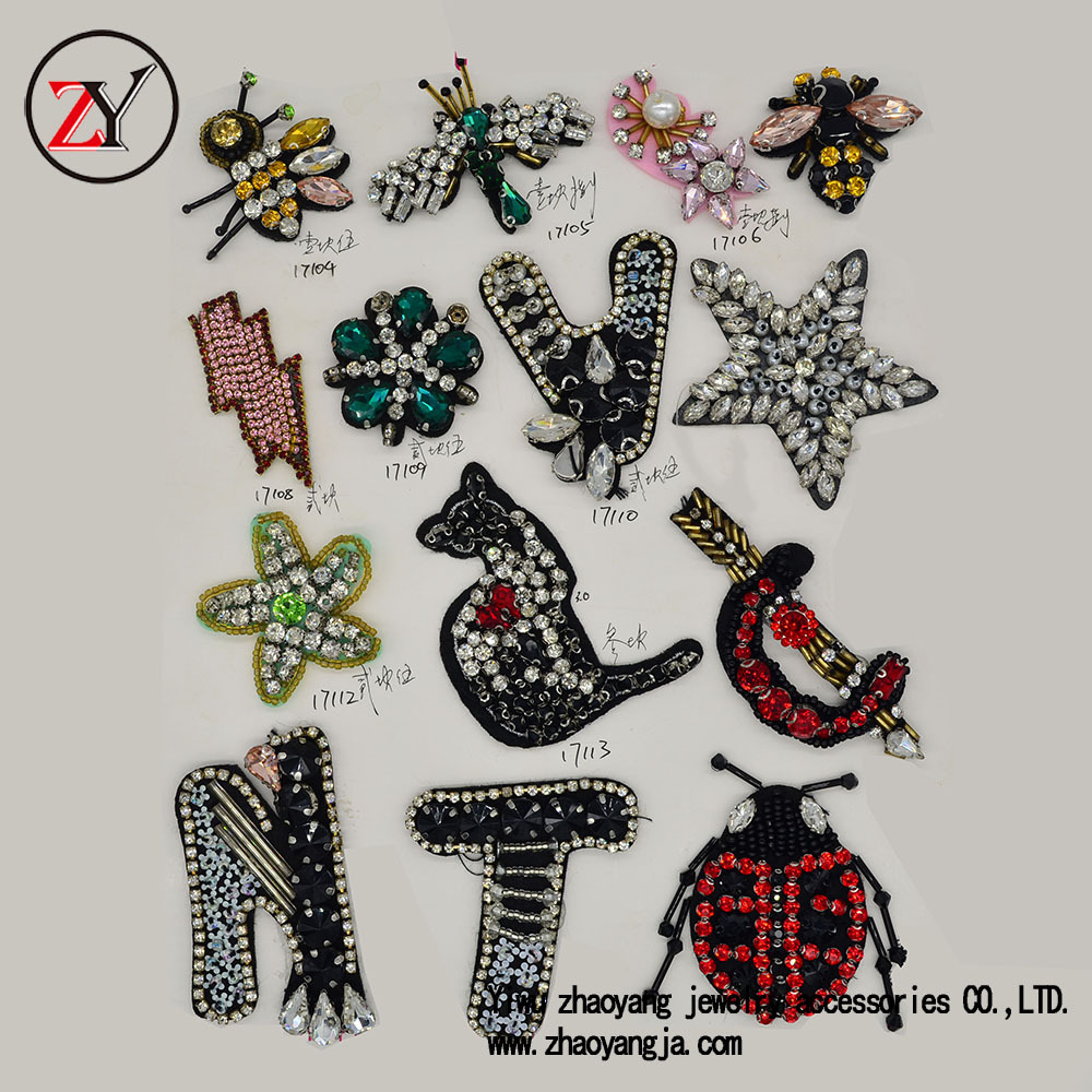 新款上市 立体手工串珠亮片大花朵布贴鞋饰 质优价廉 zy072635细节图