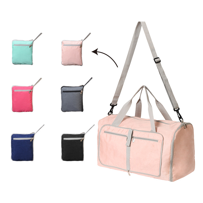 New solid color foldable fitness bag Travel portable luggage outdoor luggage large capacity travel bag custom