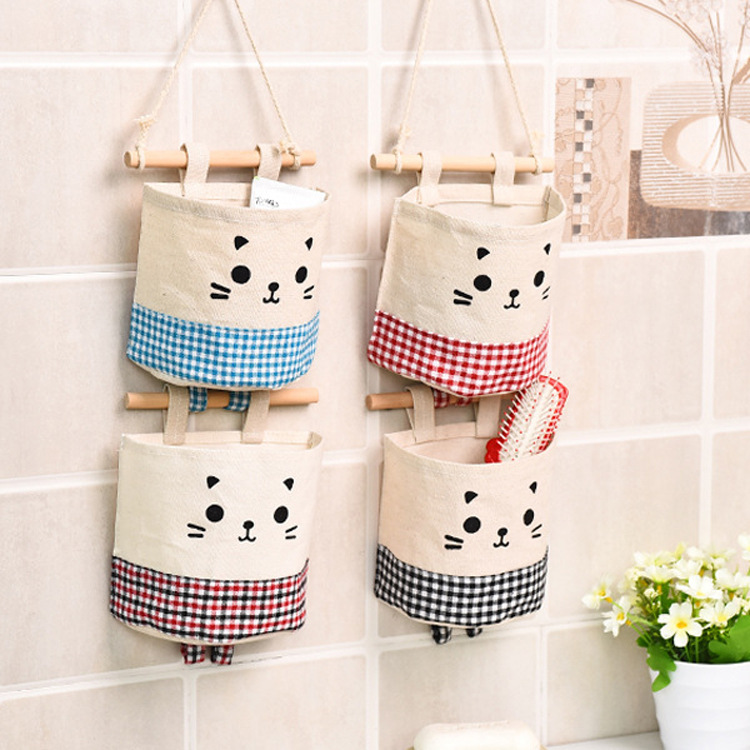 Cotton And Linen Single Bag Storage Bag Totoro Hanging Bag Closet Door Cloth Debris Storage Bag Storage Box details Picture