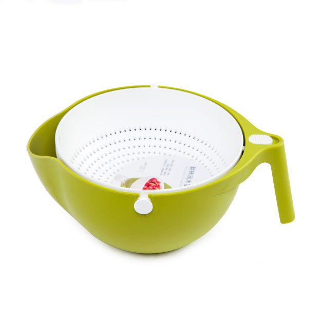 Fruit plate, kitchen storage basket, double-layer flip household vegetable basket, draining basket, fruit washing basket, vegetable basin