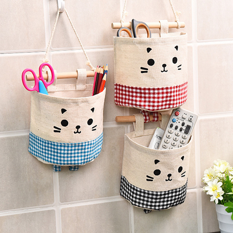 Cotton And Linen Single Bag Storage Bag Totoro Hanging Bag Closet Door Cloth Debris Storage Bag Storage Box