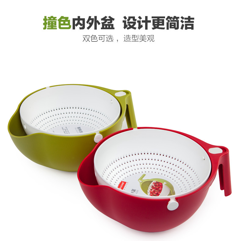 Fruit plate, kitchen storage basket, double-layer flip household vegetable basket, draining basket, fruit washing basket, vegetable basin Application Scenario