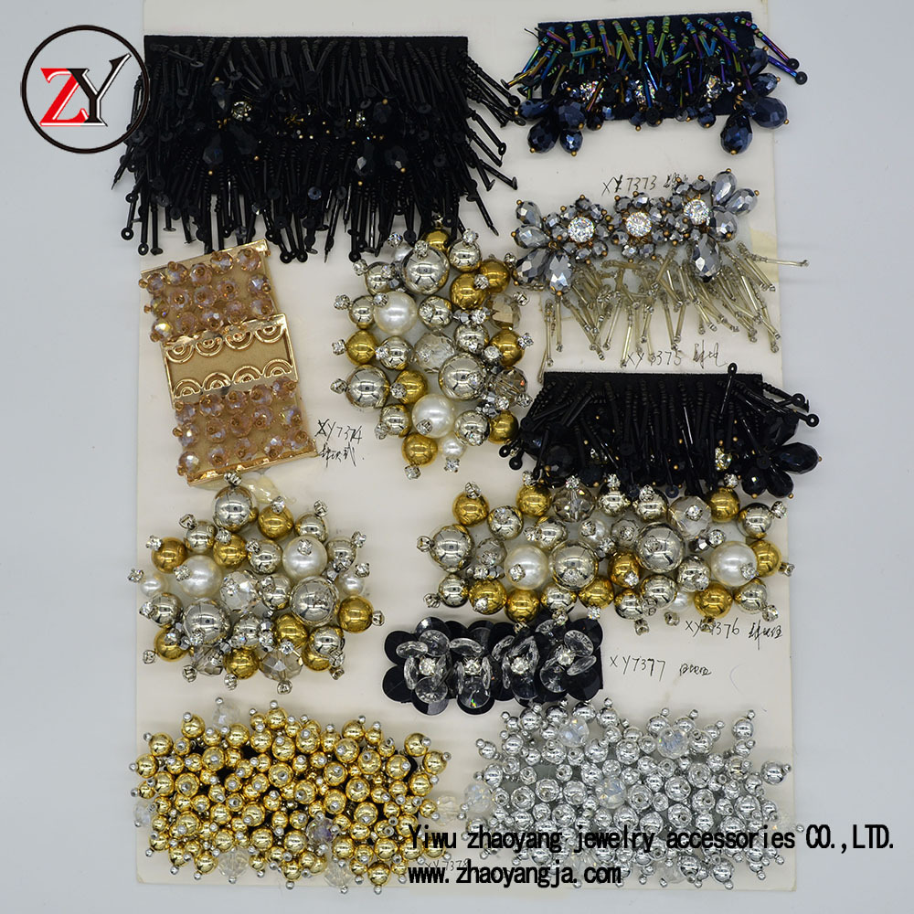 新款上市 立体手工串珠亮片大花朵布贴鞋饰 质优价廉 zy072635产品图