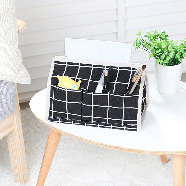 Factory Direct Cotton Linen Folding Tissue Box Multifunctional Tissue Cover Desktop Sundries Storage Box details Picture