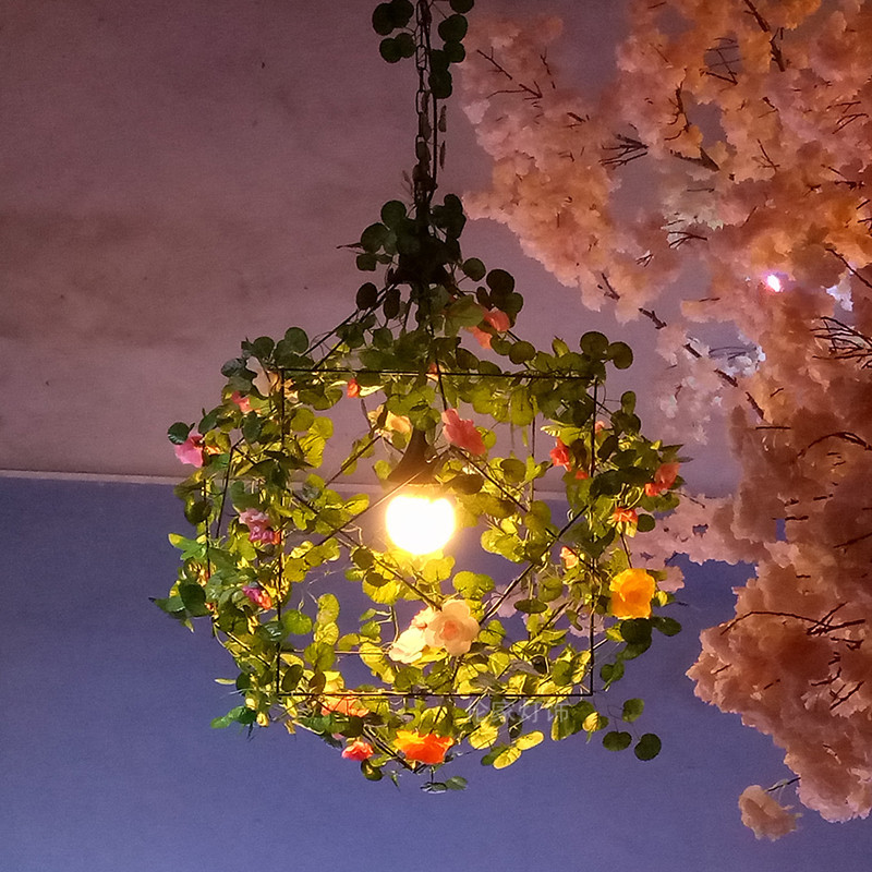 Plants and flowers chandelier industrial style retro creative personality American LED farm LED lamps and lanterns