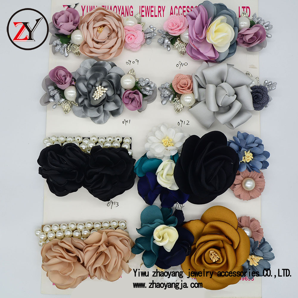 Professional custom all kinds of nail bead shoe flower diy shoe decoration all kinds of shoe buckle cloth flower zy072633 thumbnail