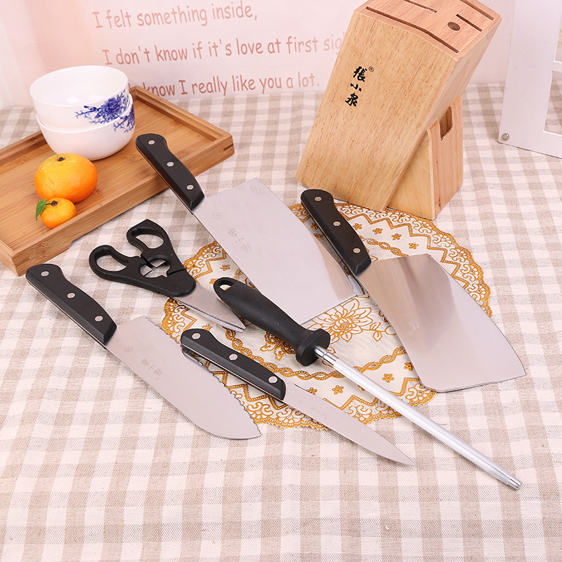 张小泉菜刀套装 商超套刀七件套刀具 厨房套装 不锈钢菜刀N5490细节图