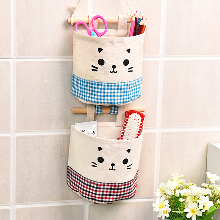 Cotton And Linen Single Bag Storage Bag Totoro Hanging Bag Closet Door Cloth Debris Storage Bag Storage Box Specification drawing