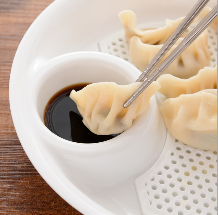 大号塑料饺子盘 带醋碟 沥水双层盘 吃水饺盘子控多功能水果盘细节图