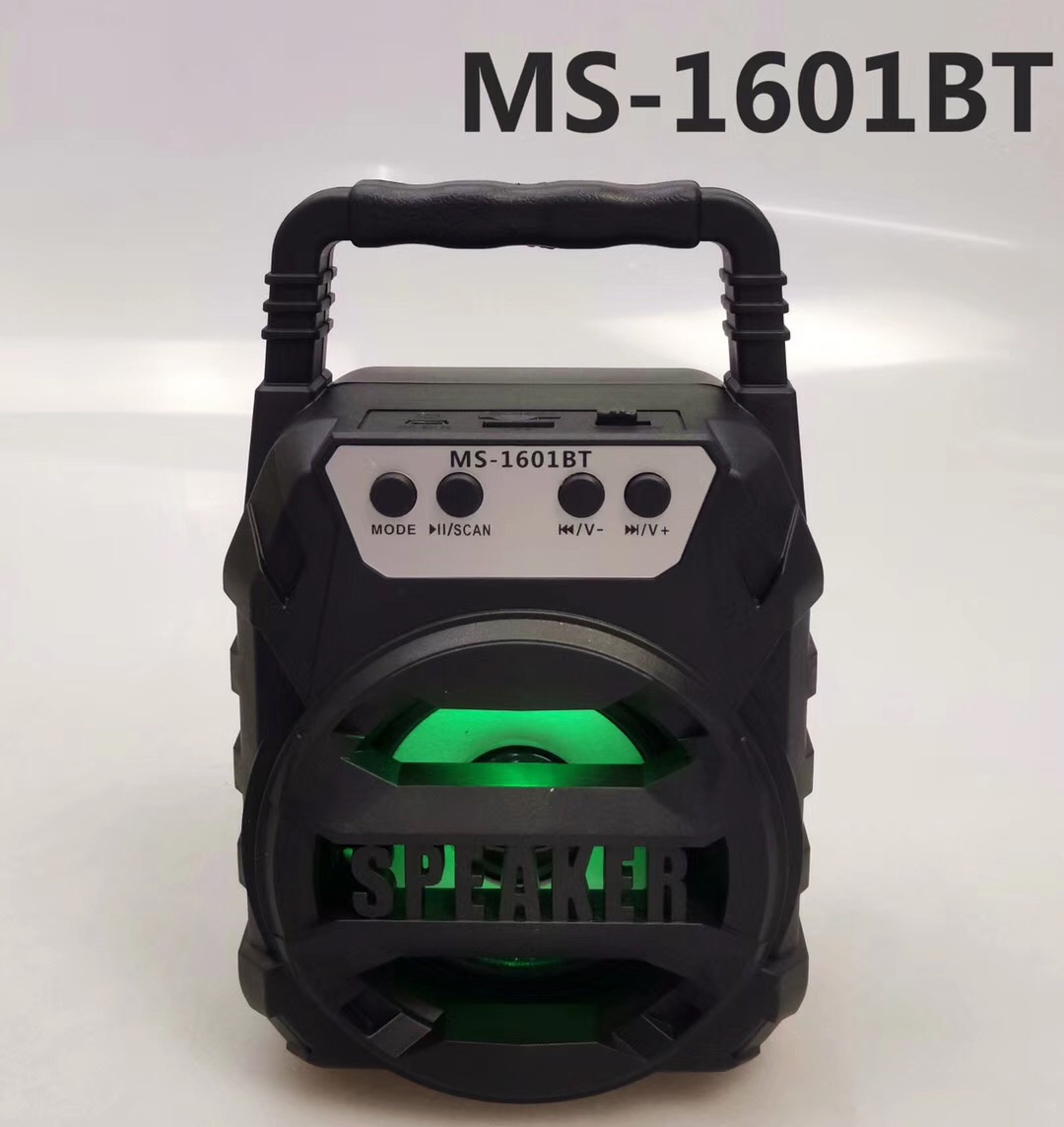 MS1601 Portable mini wireless Bluetooth speaker, radio card, outdoor speaker with 7-color light, shockproof