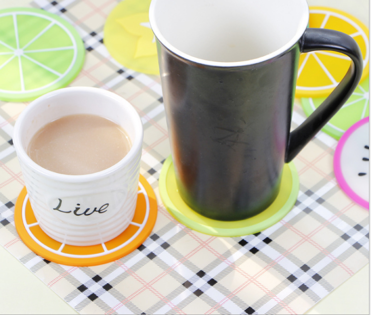 缤纷果冻色水果造型杯垫硅胶杯子垫 创意防滑隔热垫茶杯垫细节图