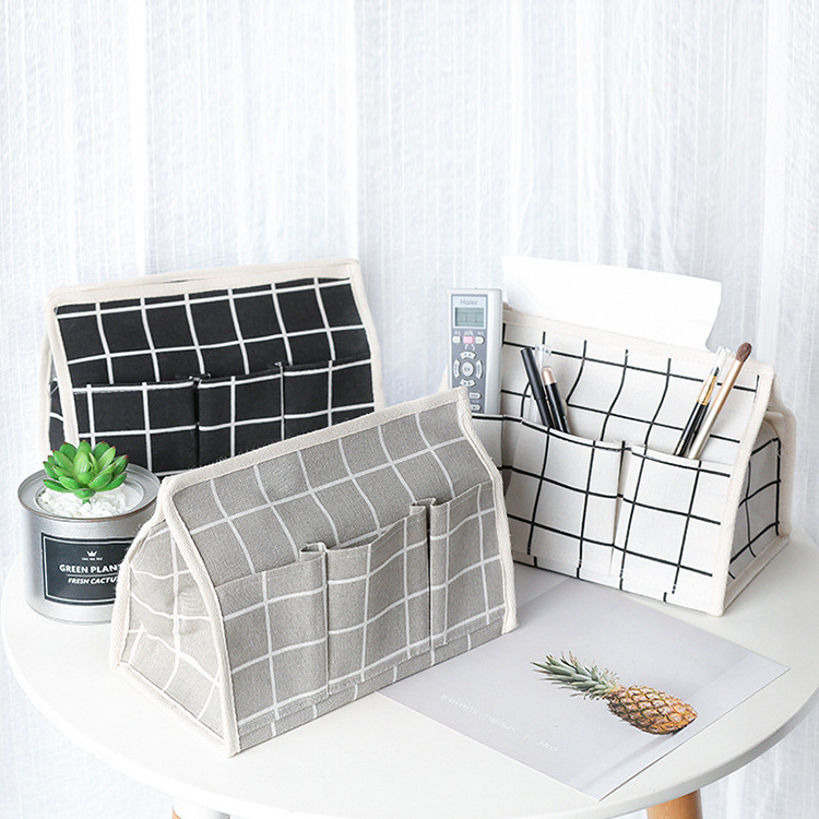 Factory Direct Cotton Linen Folding Tissue Box Multifunctional Tissue Cover Desktop Sundries Storage Box