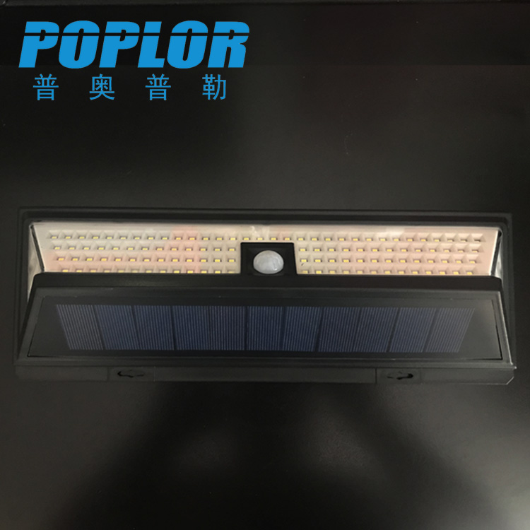 LED solar wall light 12W human body sensing courtyard wall light outdoor light 120 light on three sides Application Scenario