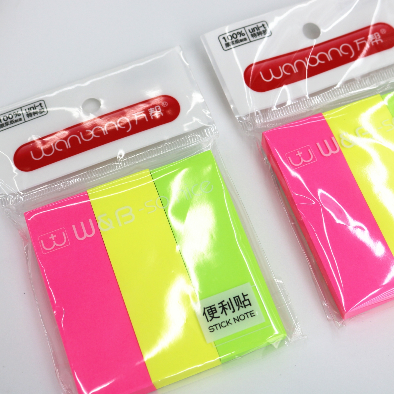 Wanbang Stationery wb-1846 sticky Notes n times, fluorescent three color Pepsi stickers, tear-off small notebooks, Han details Picture