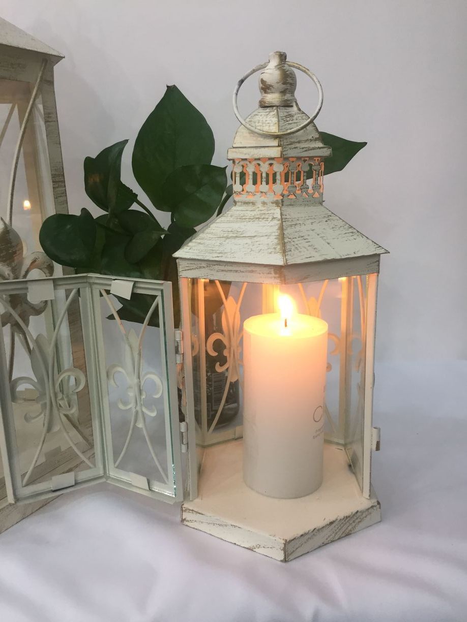 Portable outdoor large iron lantern candlestick soft decoration decoration garden decoration process glass lantern