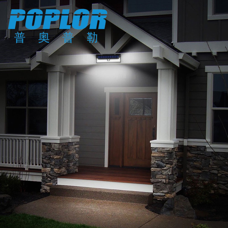 LED solar wall light 9W human body sensing courtyard wall light 90 outdoor light on three sides Item Picture