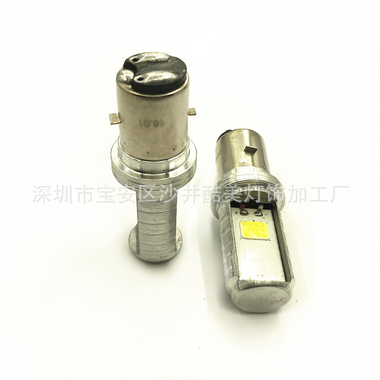 摩托车灯电动车LED前大灯三爪H4双面12-85V不分正负线便装远近光