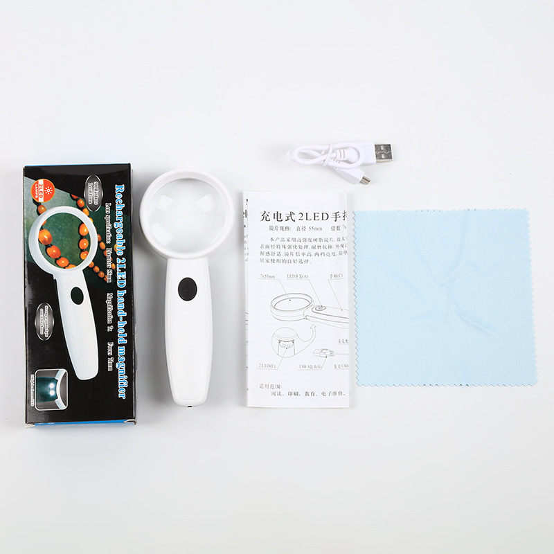 厂家直销手持高清充电放大镜led灯MG6H-3C老花镜阅读放大镜