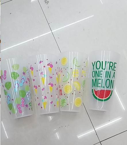 Printed water cup plastic mouthpiece cup set of 6 printed cups
