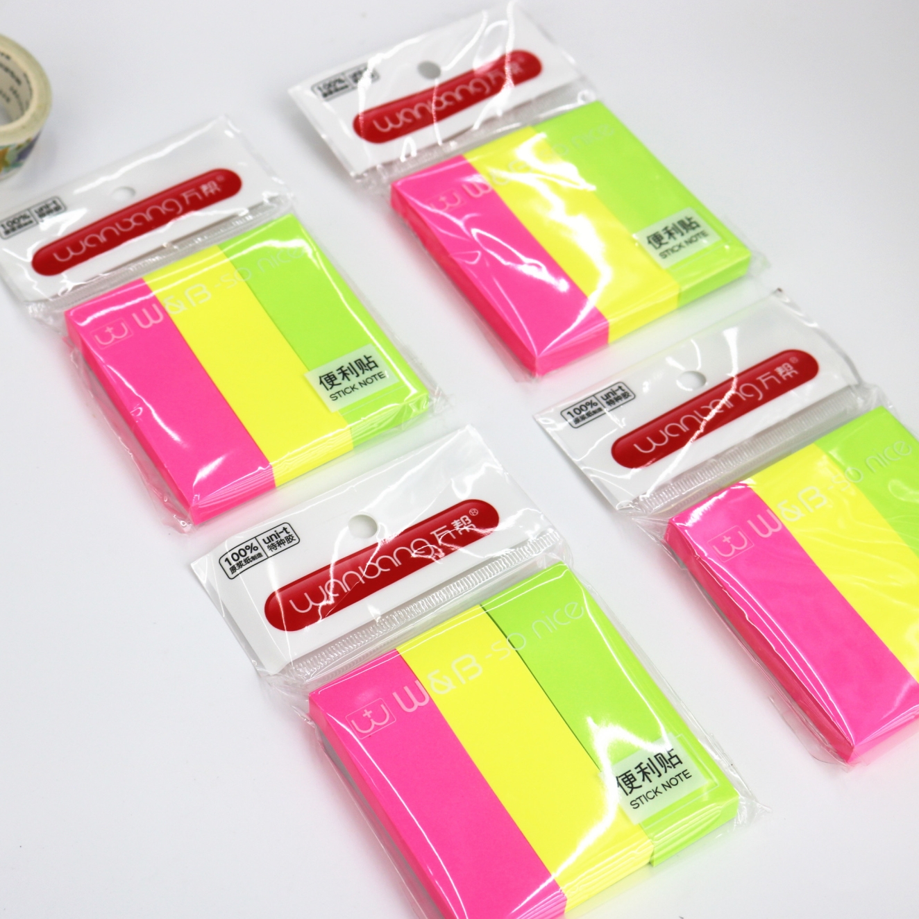 Wanbang Stationery wb-1846 sticky Notes n times, fluorescent three color Pepsi stickers, tear-off small notebooks, Han
