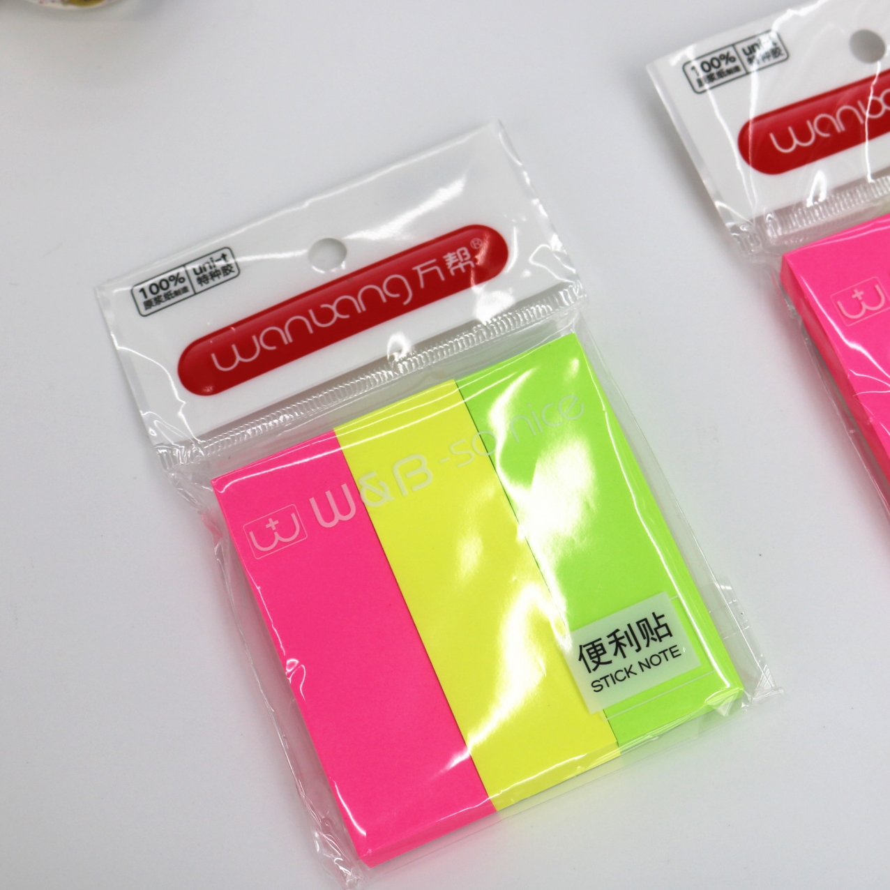 Wanbang Stationery wb-1846 sticky Notes n times, fluorescent three color Pepsi stickers, tear-off small notebooks, Han Specification image
