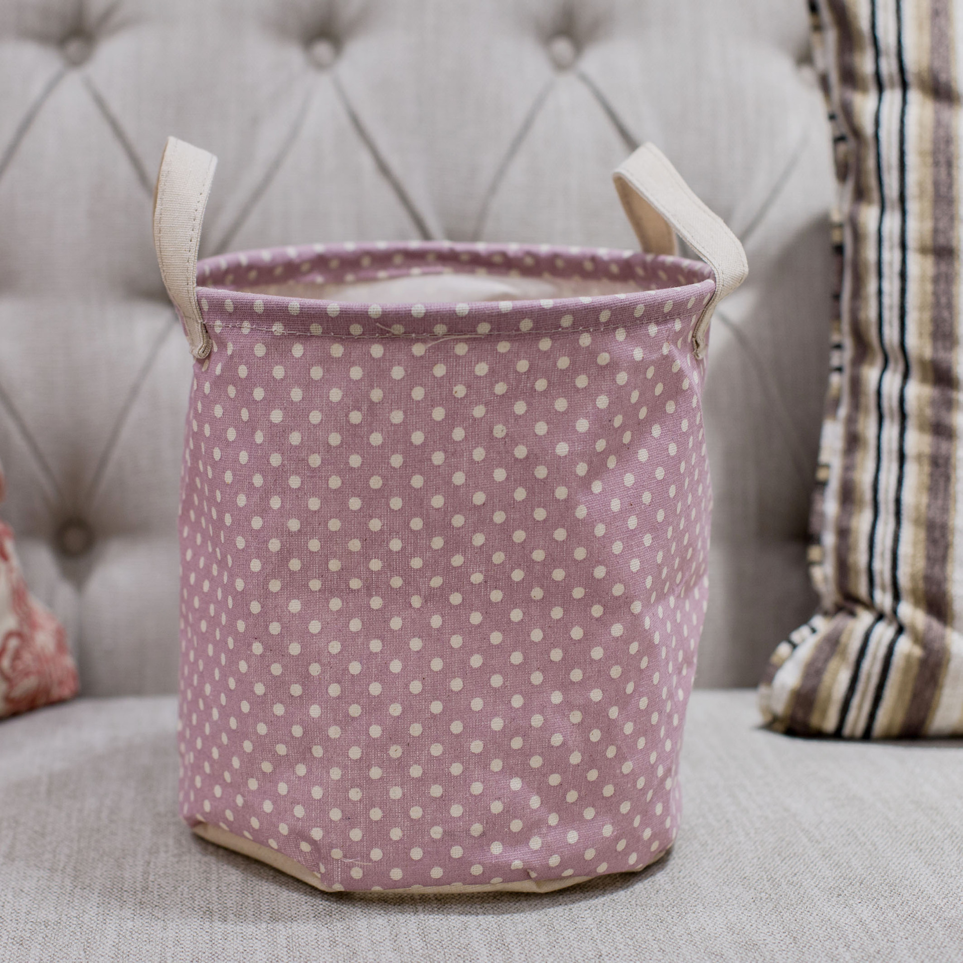 Cotton Linen Portable Clutter Storage Bucket Cloth Folding Small Laundry Basket Storage Box Specification drawing