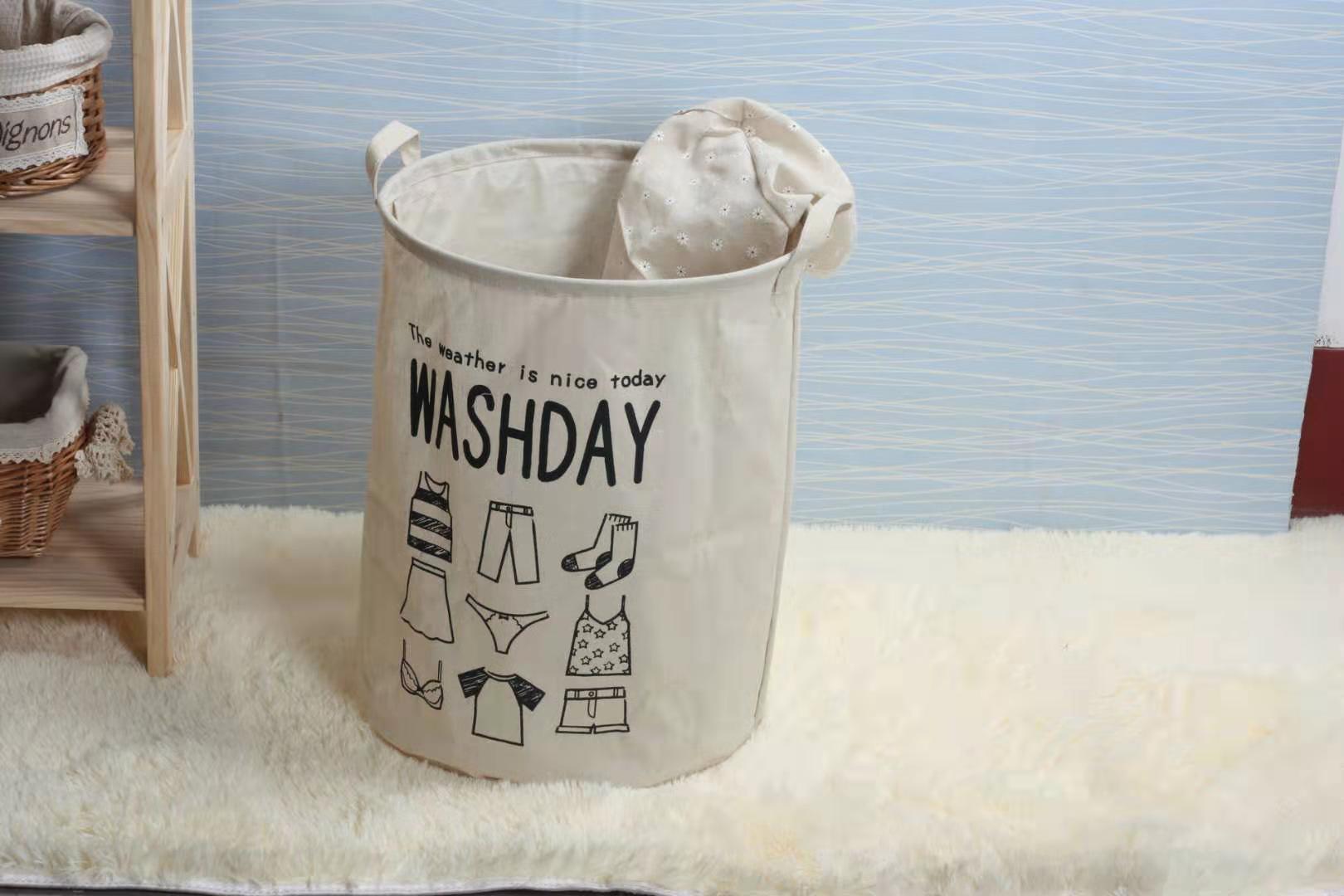 Large Foldable Storage Bucket Home Cotton Linen Dirty Clothes Basket Fabric Storage Basket Storage Box Wholesale details Picture