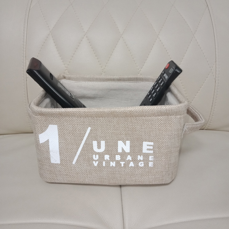 Small Fresh Linen Thickened Durable Storage Basket Desktop Clutter Storage Basket Stationery Cosmetics Storage Box