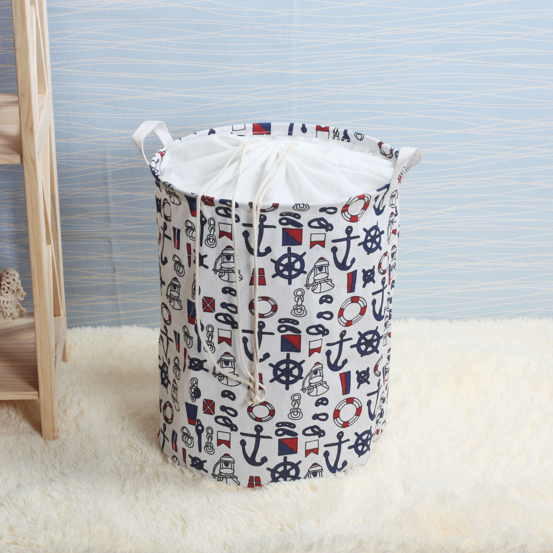 Simple Foldable Sundries Storage Bucket Bundle Mouth Cotton Linen Folding Dirty Laundry Basket Toy Sundries Storage Box Multi-Color details Picture
