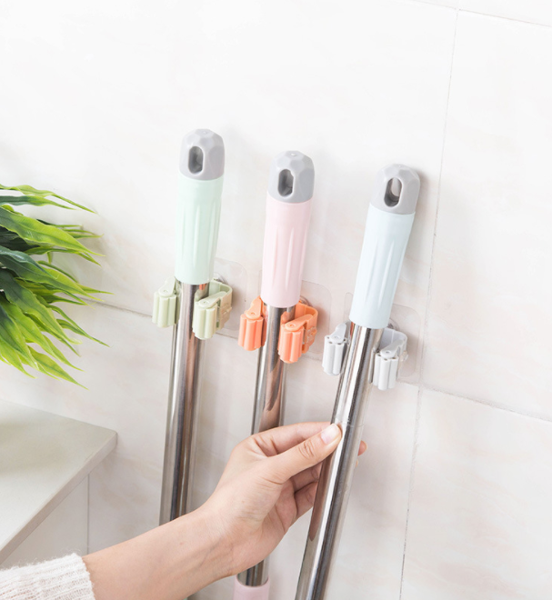 Non-drilling mop rack, bathroom mop hook, bathroom sticky hook, broom hanger, booth, mop clamp Specification image