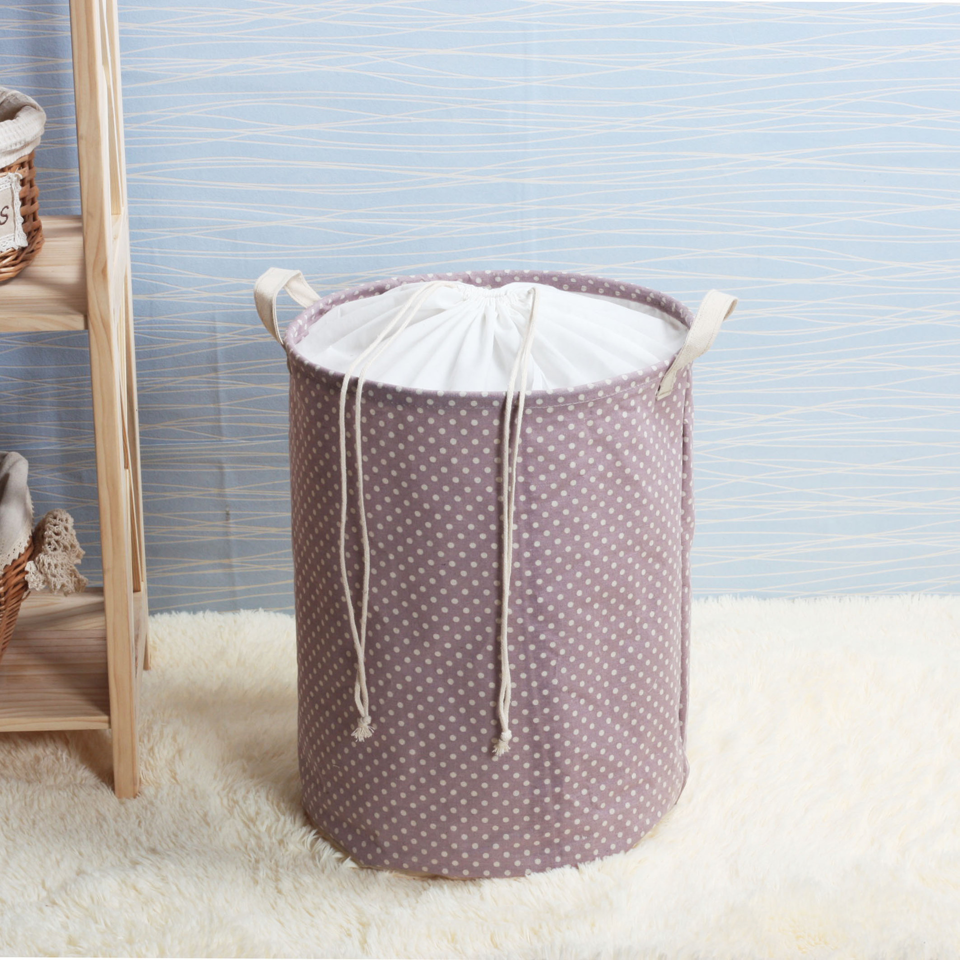 Simple Foldable Sundries Storage Bucket Bundle Mouth Cotton Linen Folding Dirty Laundry Basket Toy Sundries Storage Box Multi-Color Specification drawing
