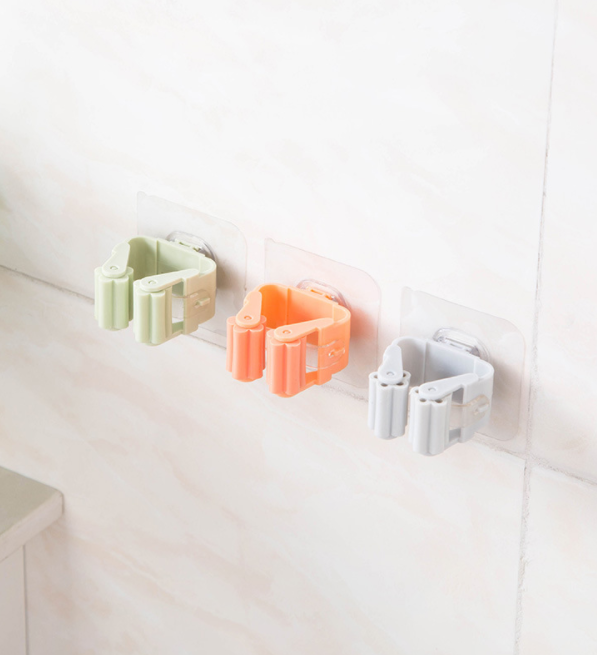 Non-drilling mop rack, bathroom mop hook, bathroom sticky hook, broom hanger, booth, mop clamp details Picture