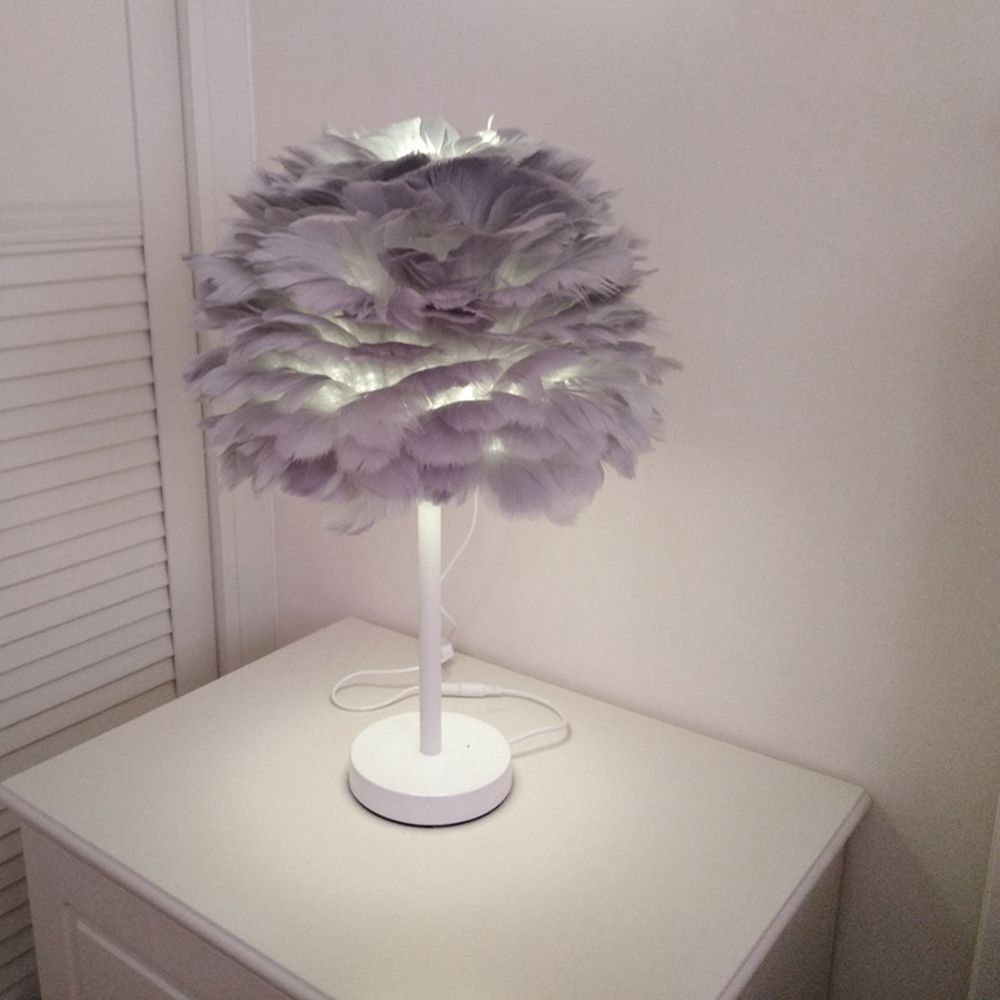 Feather lamp Nordic bedroom warm romantic study LED lamp eye lamp gift reading lamps