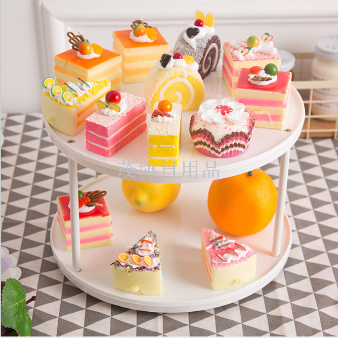 Plastic circular double revolving shelf gift party cake shelf daily necessities cosmetic shelf