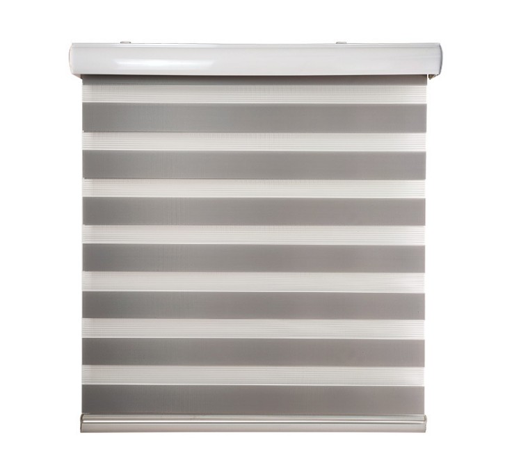 定制韩式布百叶双层柔纱帘遮光透景窗帘成品办公室卷帘卧室卫生间白底实物图