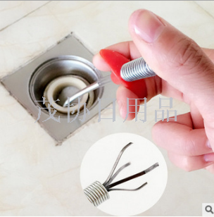 Kitchen drain unclogging tool, spring pipe unclogging tool, household hair cleaner
