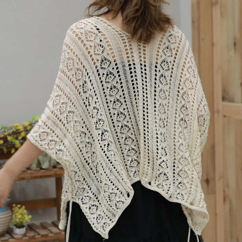 New European And American Knitted Hollow-Out Shawl Women Loose Sun Protection Clothes Women Swimsuit Coat Women Cover The Same Type Of Douyin Specification drawing