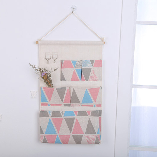 Fabric Five Pockets Two Hook Three-Dimensional Hanging Bag Bathroom Waterproof Storage Hanging Bag Home Storage Box Hanging Bag Wholesale details Picture