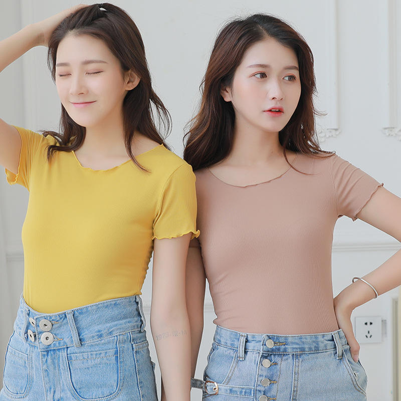 厂家直销 2019夏季新款纯色恤女短袖韩版女装透气女背心 一件代发详情图2