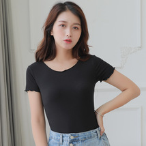 厂家直销 2019夏季新款纯色恤女短袖韩版女装透气女背心 一件代发